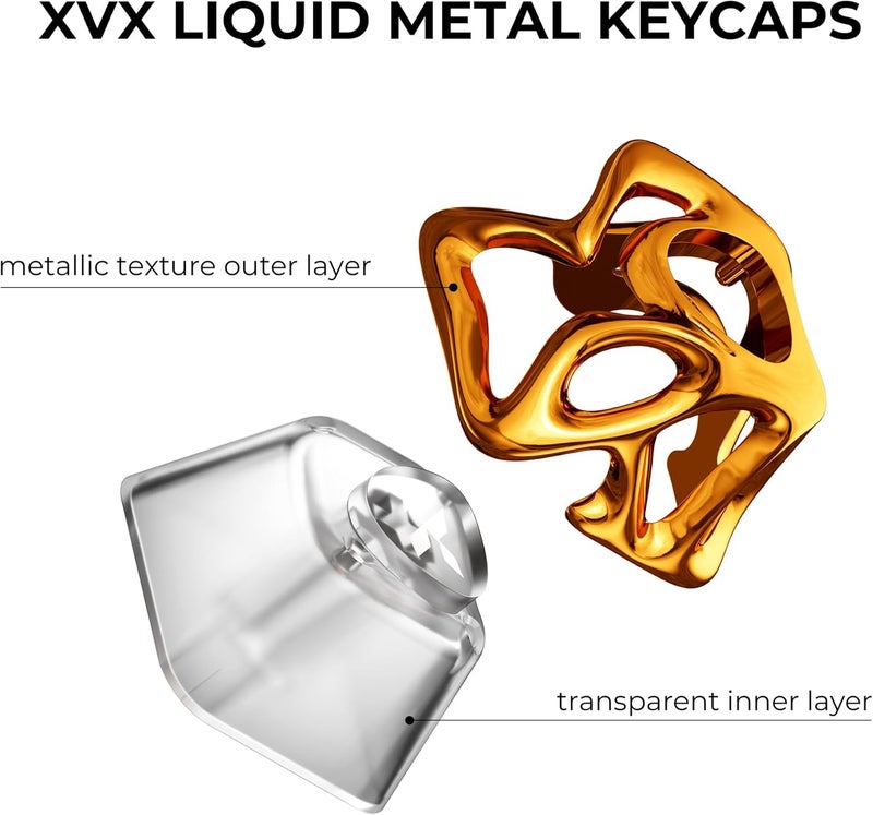 GMKWTL XVX Custom Keycaps, Metal Liquid Transparent Key caps, 1U Keyboard Keycaps Replacement for Mechanical Keyboard - Image 4